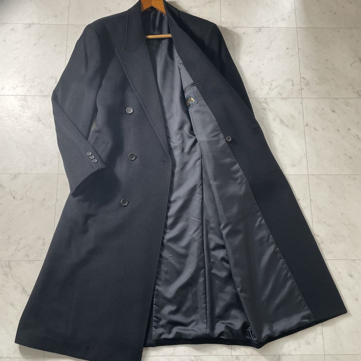 超弩級XXL相当!!!究極の美シルエット!!!【ダブルチェスターコート カシミヤ100%】着丈130cm!!!ランウェイモデル級!!! マキシ丈◎ ロング◎拍卖