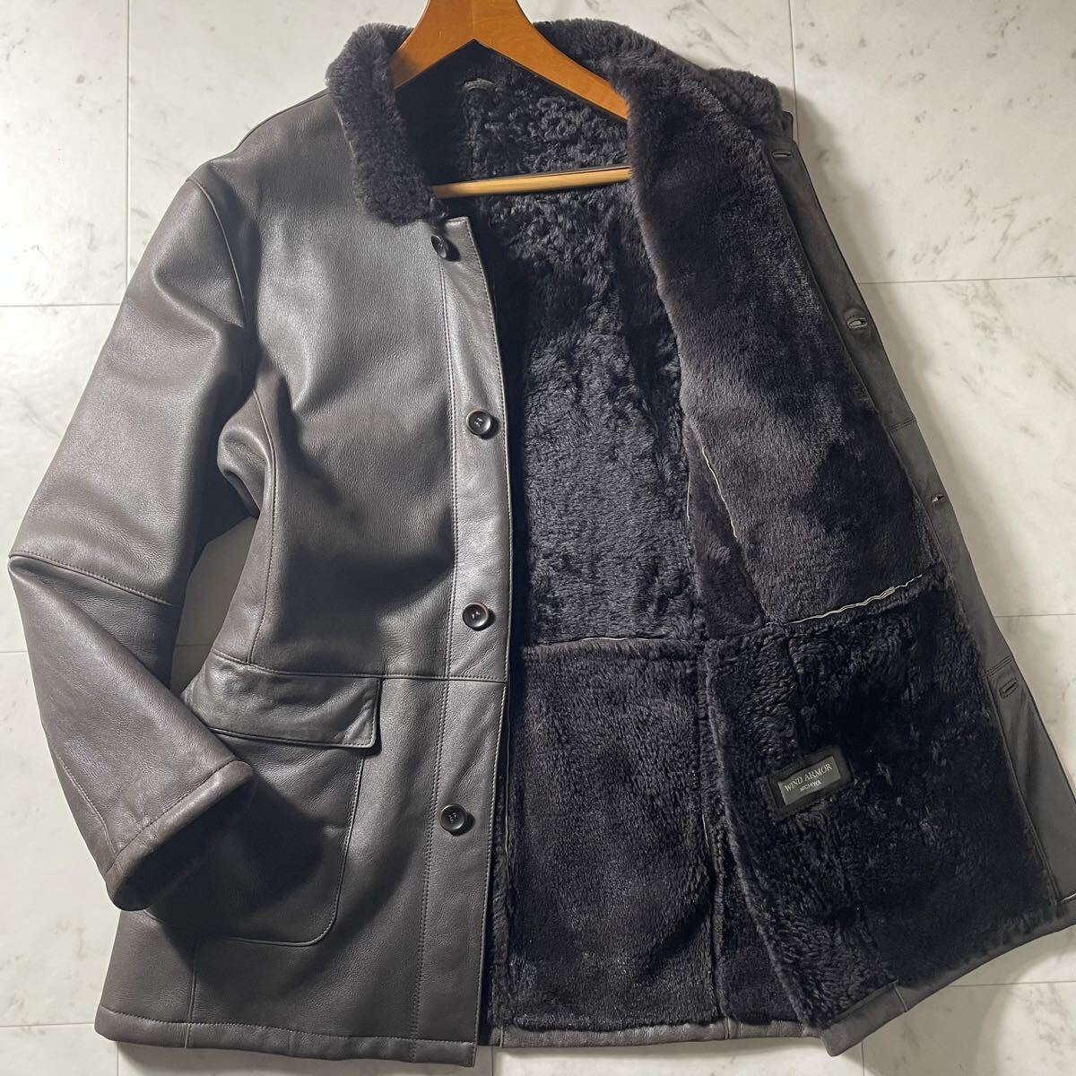 超弩級XL!!!別格のラムレザー!!!【ウィンドアーマー WIND ARMOR】抜群のとろみ!!! ムートンコート ジャケット 羊革◎ 本革◎ 毛皮◎ 極暖◎拍卖