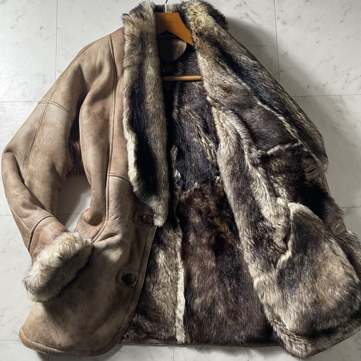 超弩級XXL相当!!!豪華ラムレザー!!!【リアルムートンコート ジャケット】完全別格品!!! 羊革◎ 本革◎ 毛皮◎ ミックスファー◎ 極暖◎拍卖