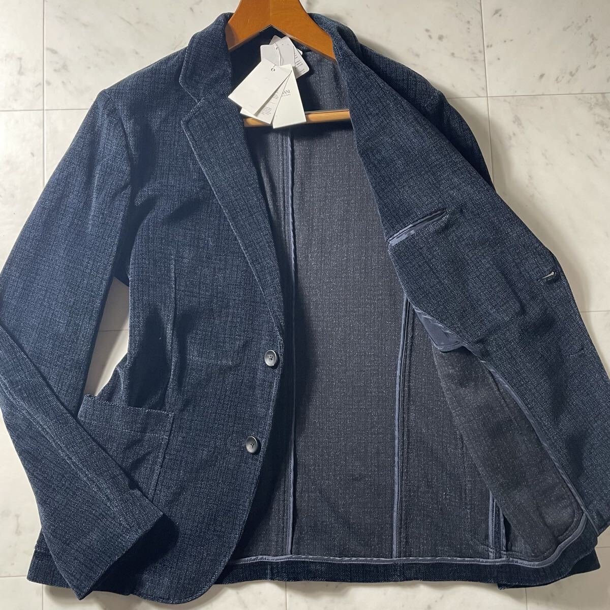 未使用タグ付き!!!超弩級XXXL!!!【アルマーニ ARMANI COLLEZIONI】極上のストレッチ!!! テーラードジャケット ベロア 伸縮 アンコン 56拍卖