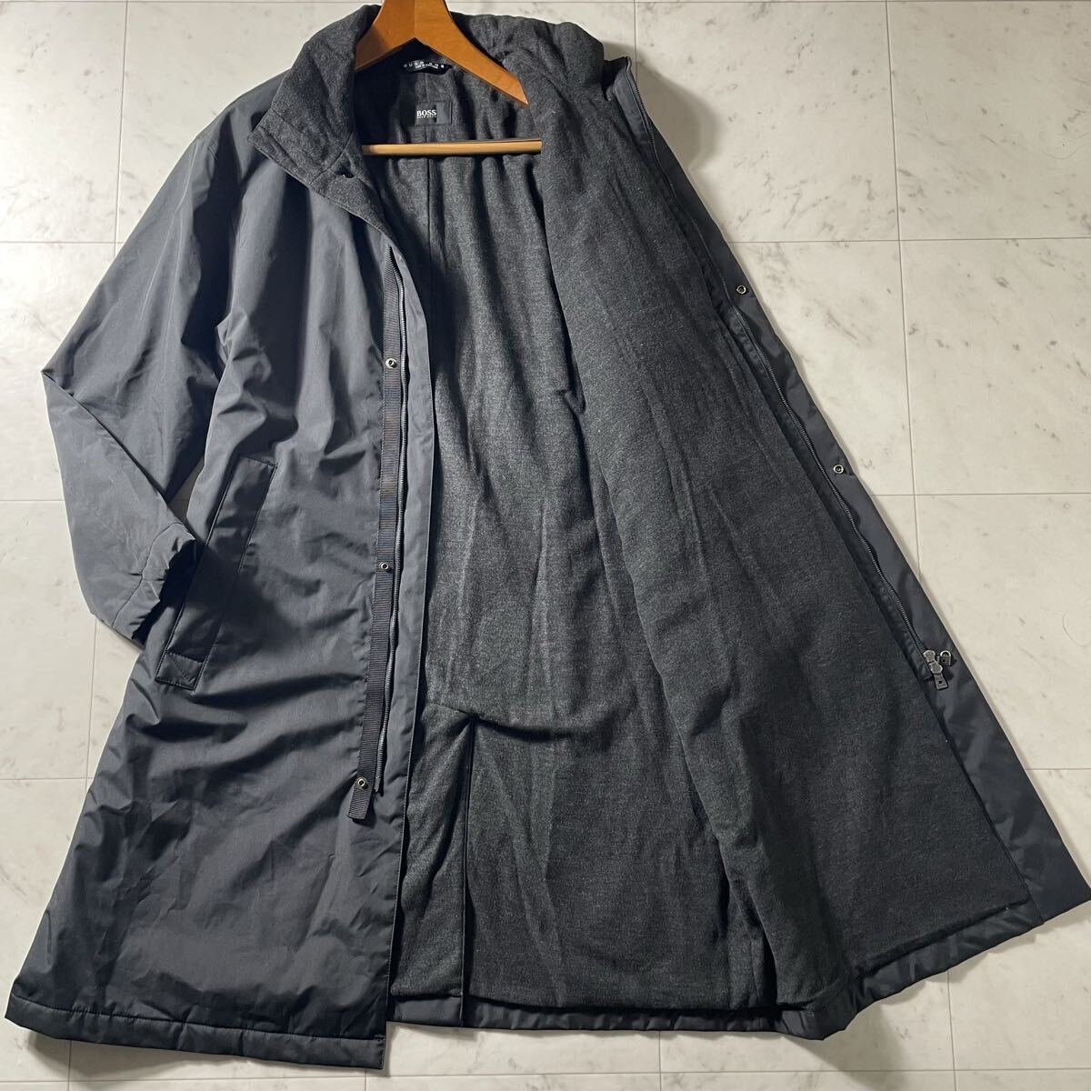 超弩級XXL相当!!!キングスタイル!!!【ヒューゴボス HUGO BOSS】ダウンコート ステンカラー◎ 中綿◎ Wジップ◎ ロング◎ マキシ丈◎拍卖