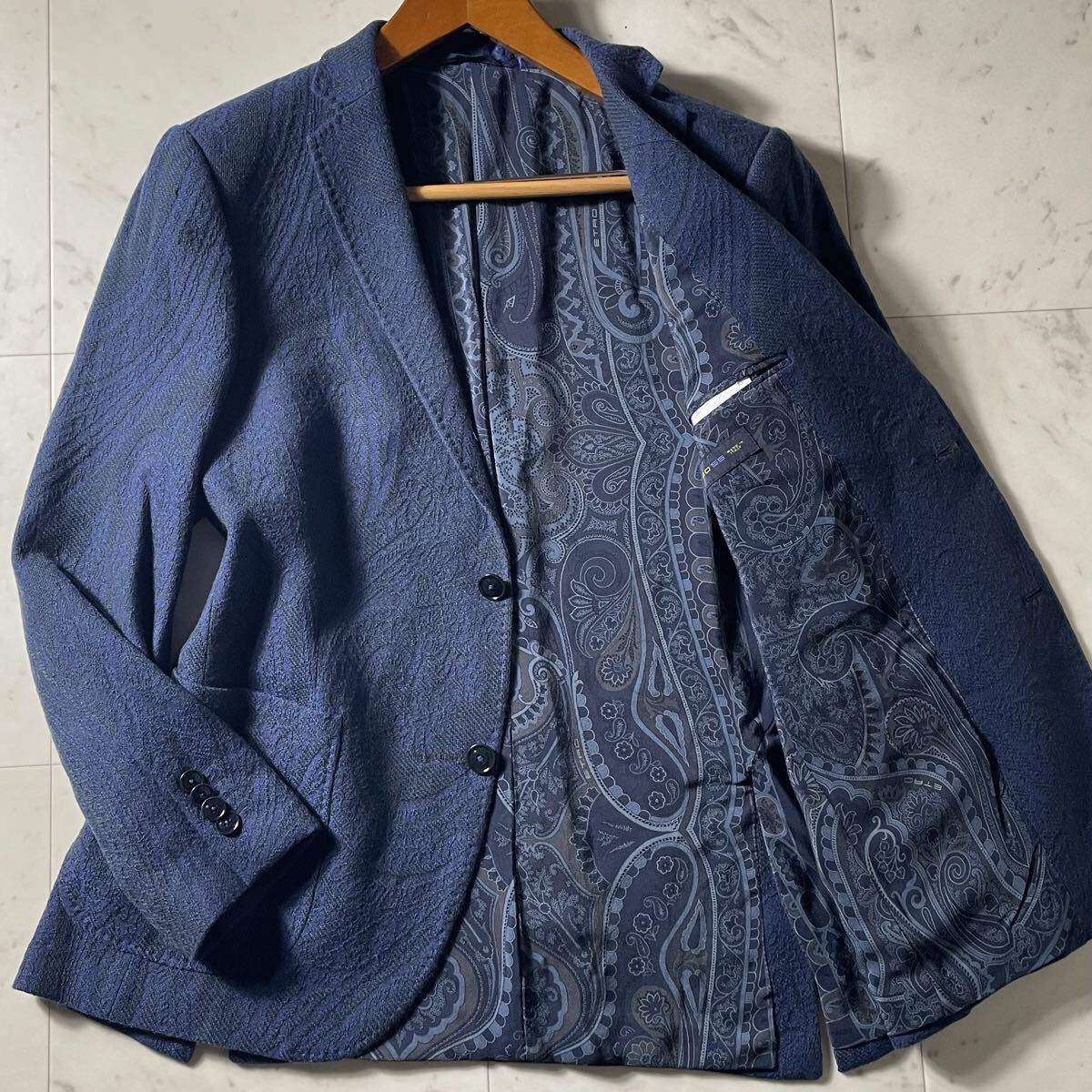 超弩級XXXL!!!幻のカシミヤ100%!!!【エトロ ETRO】極上を羽織る!!! テーラードジャケット 両面ペイズリー◎ 総柄◎ ロゴボタン◎ 56◎拍卖