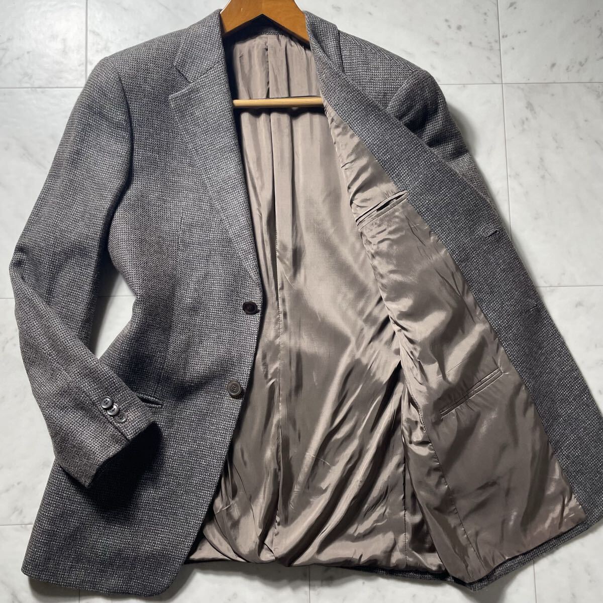 豪華カシミヤ&シルク&ウール!!!超贅沢な逸品!!!【アルマーニ ARMANI COLLEZIONI】テーラードジャケット 絹◎ 三者混◎ 48◎ L位◎拍卖