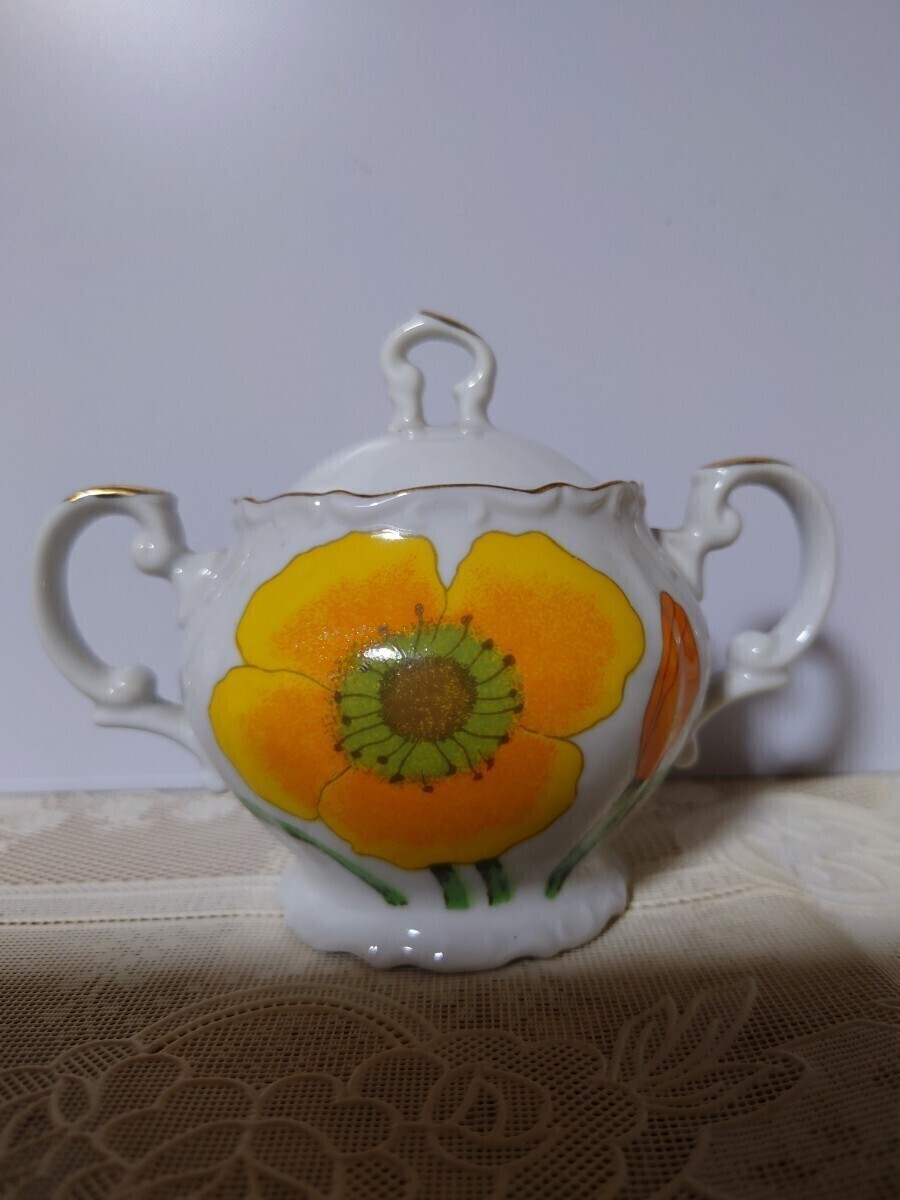 2美品 SONE CHINA 曽根陶器 シュガーポット 茶器 洋食器 陶磁器 イエローポピー 拍卖