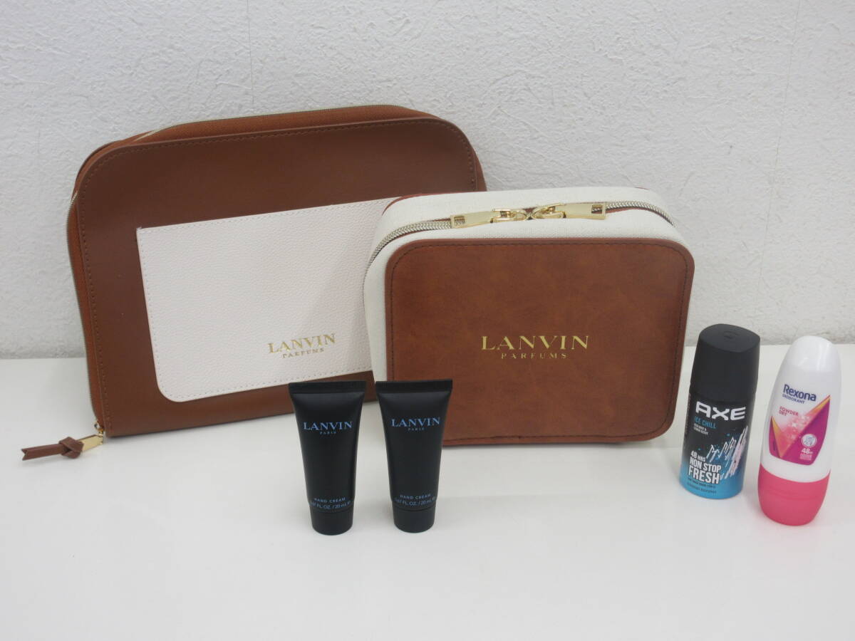 LANVIN PARFUMS ランバン パルファム ポーチ 2点セット ブラウン トルコ航空 アメニティ拍卖