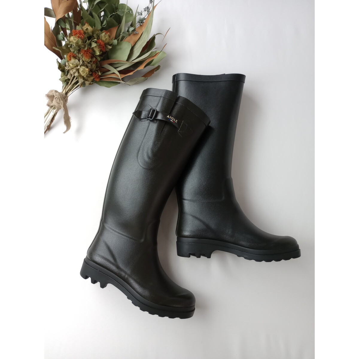 AIGLE エーグル AIGLETINE 2 エーグランティーヌ ラバー レインブーツ 長靴 黒 ブラック 36 拍卖