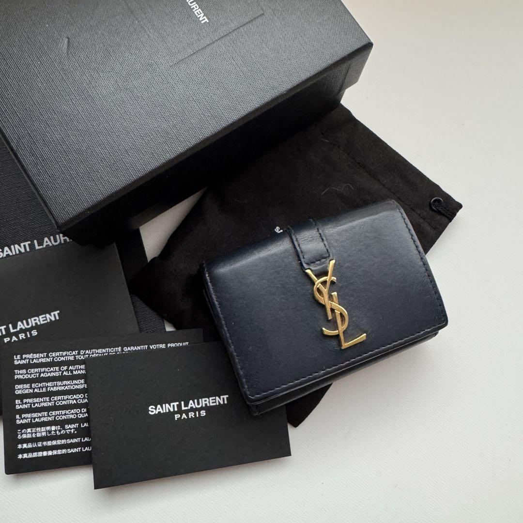 【美品】 56 Saint Laurentイブサンローラン3つ折り財布拍卖