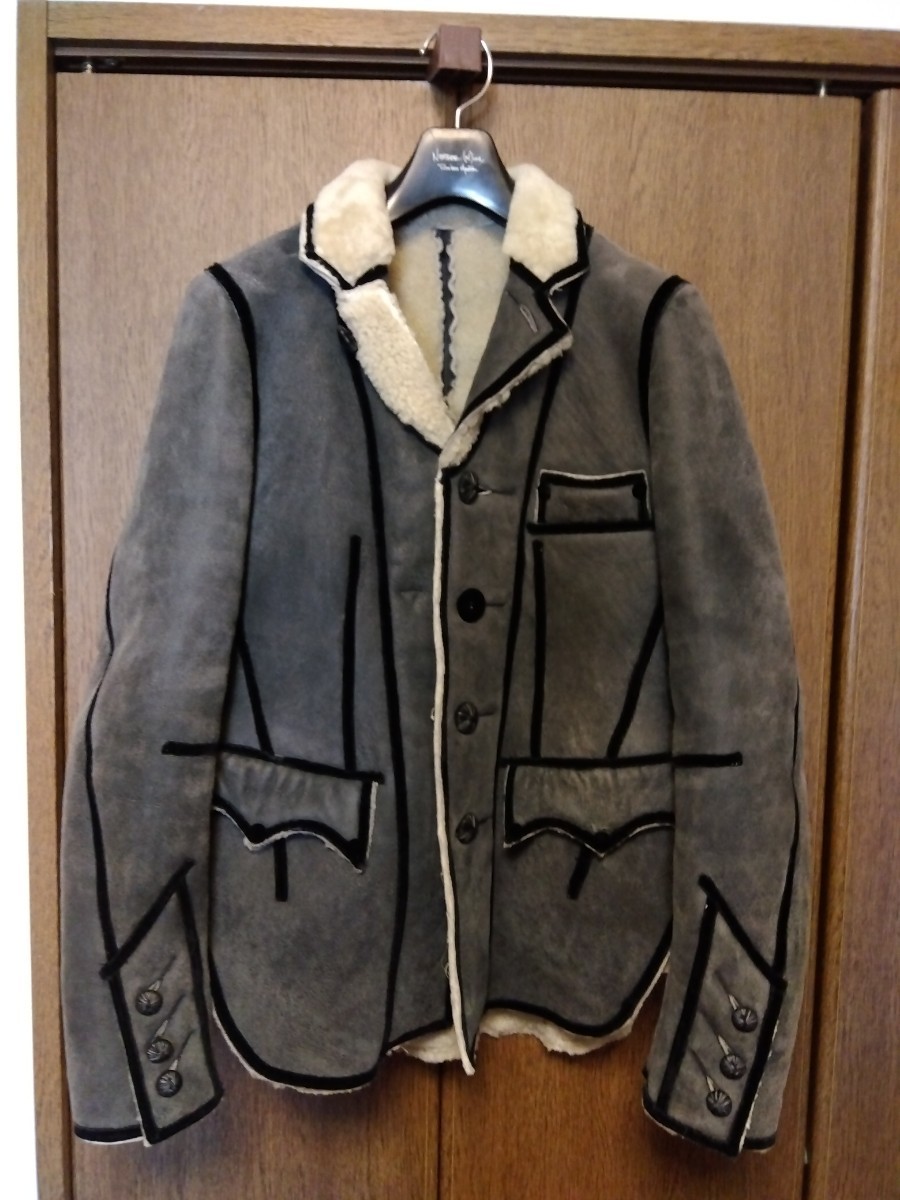09awナンバーナインムートンボアジャケットnumbernineレザースウェード拍卖