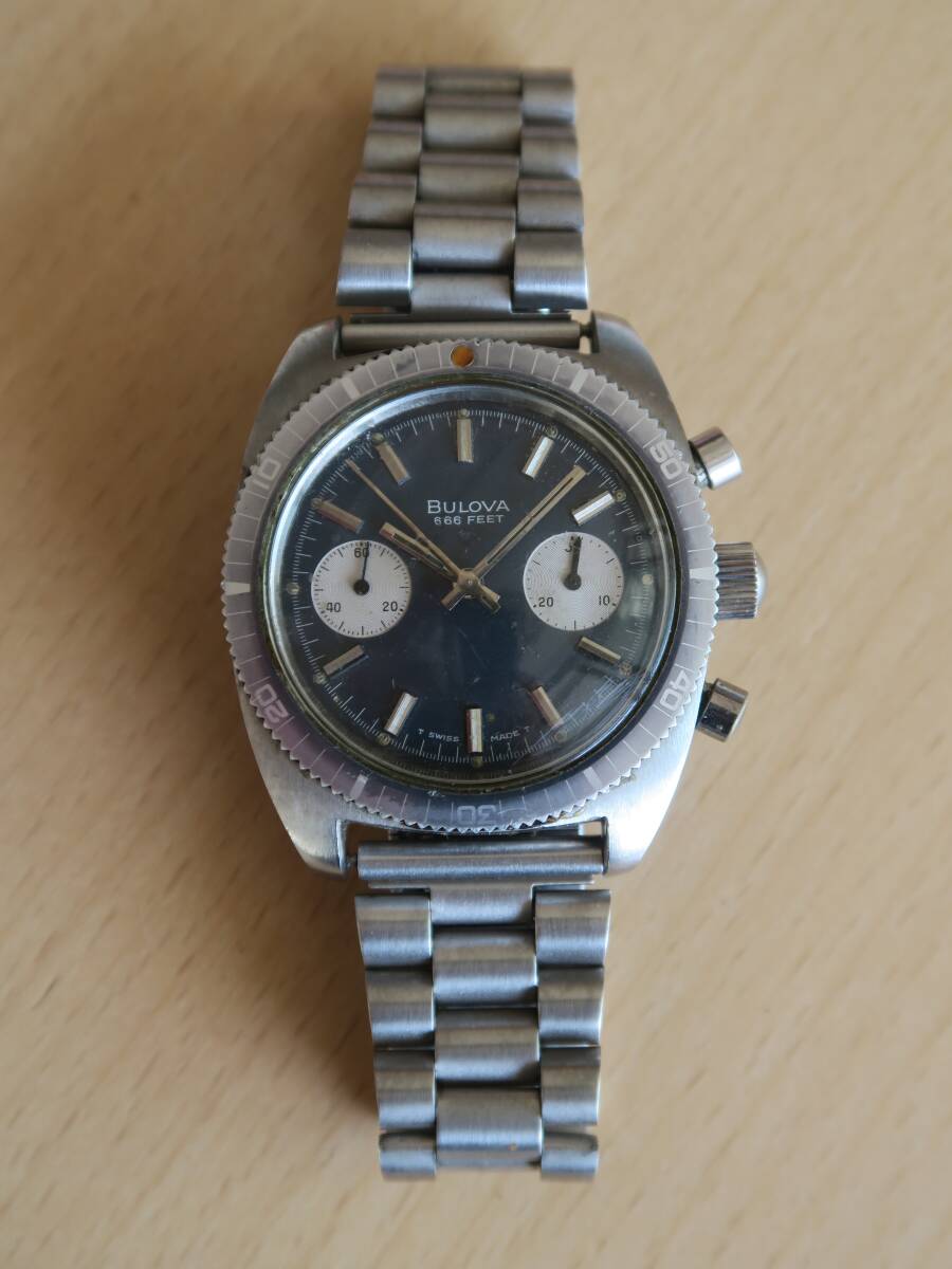 【古い腕時計】Bulova Deep Sea 666feet ブローヴァ Swiss Made 腕時計 Chronograph ビンテージ オールド ウォッチ レトロ拍卖