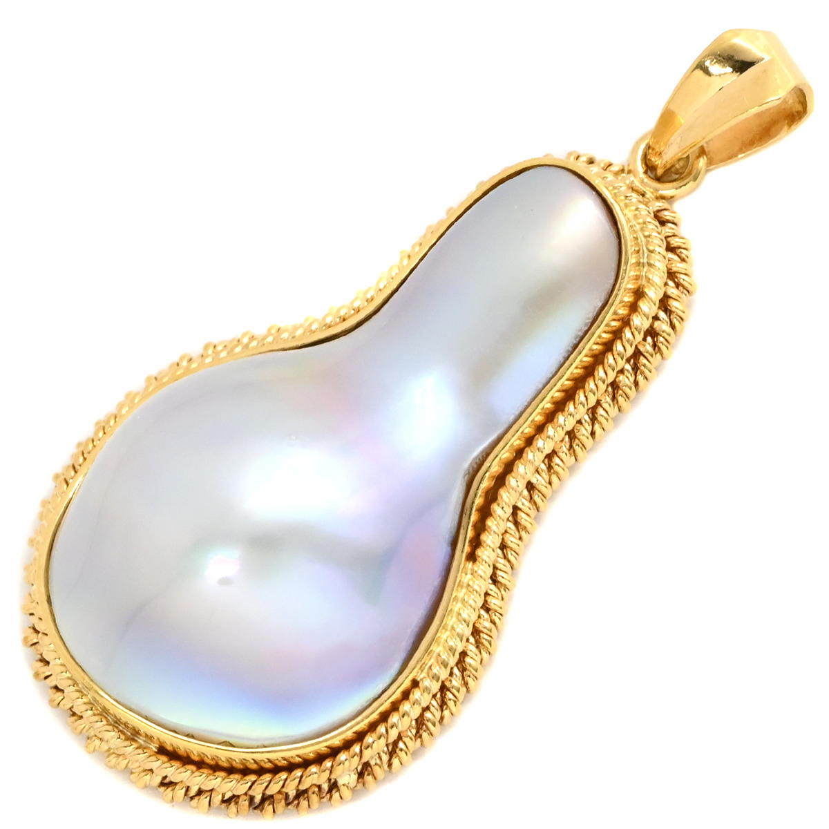 ペンダントトップ マベパール K18YG ゴールド ハーフパール ネックレストップ 中古拍卖