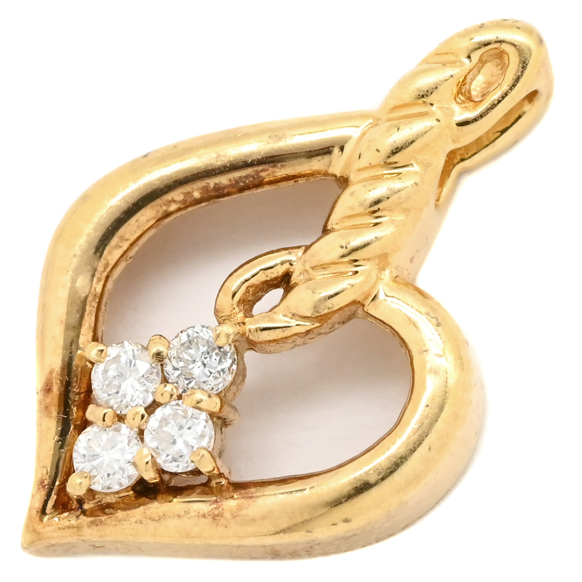 ペンダントトップ ダイヤ K18YG ゴールド 4Pダイヤ 4粒 ネックレストップ 中古拍卖