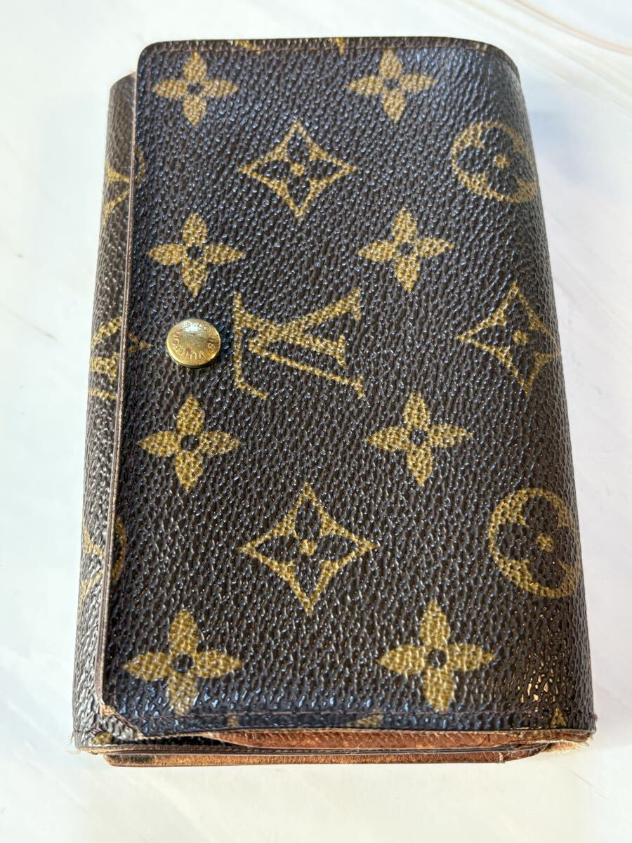 C【D25091301】1円〜 ルイヴィトン LOUIS VUITTON モノグラム ポルトモネビエトレゾール 折り財布 ウォレット拍卖