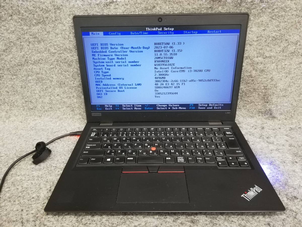 Lenovo ThinkPad L380 Corei3-7020U Bios確認 筐体破損 ジャンク NEEK拍卖