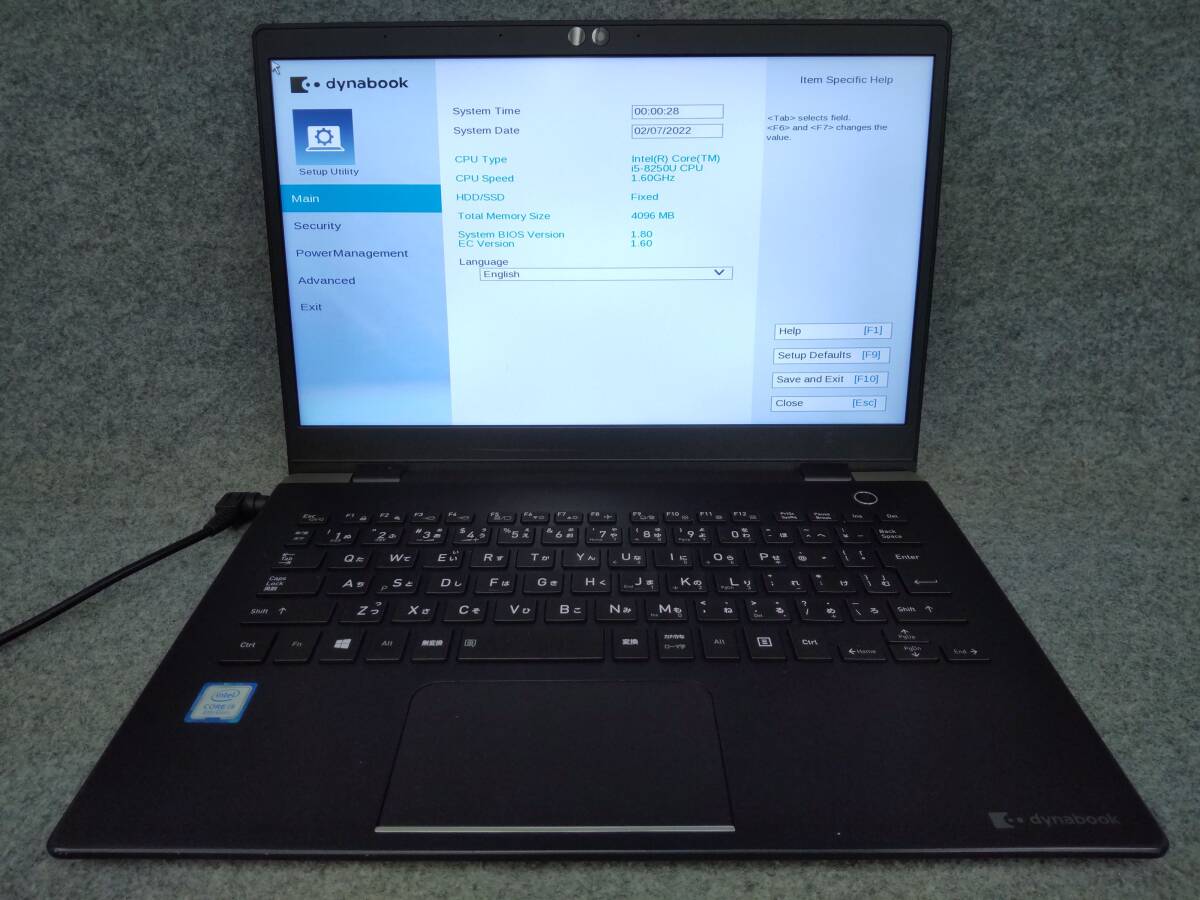東芝 dynabook G83M i5-8250U Bios確認 バッテリー端子破損 ジャンク 8342H拍卖
