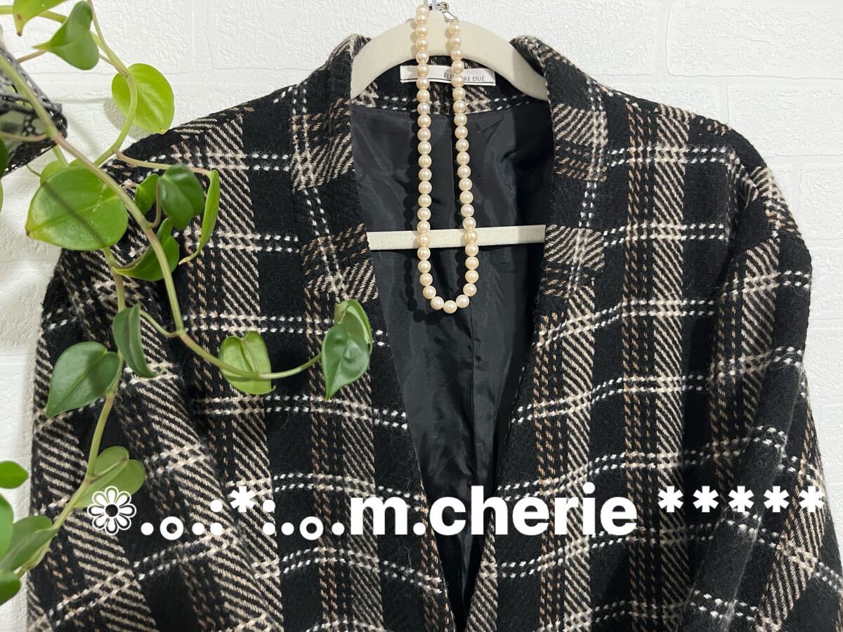ELENCARE DUE チェックノーカラー ロングコート拍卖