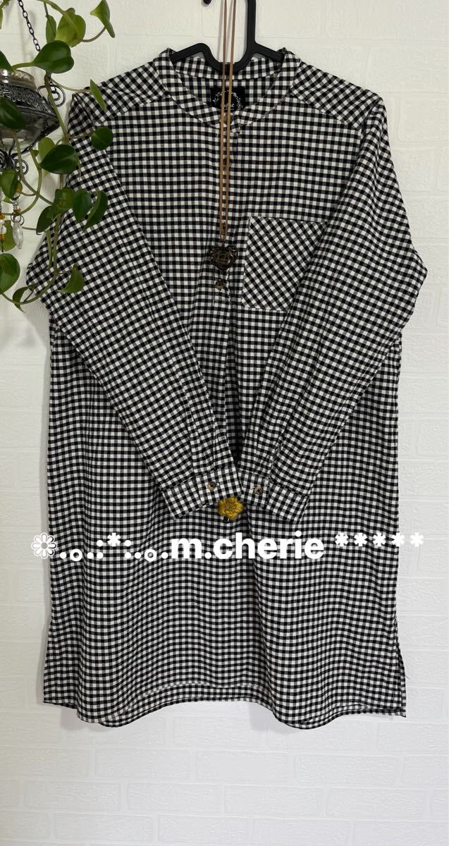 秋 ギンガムチェックロングシャツ チュニック拍卖