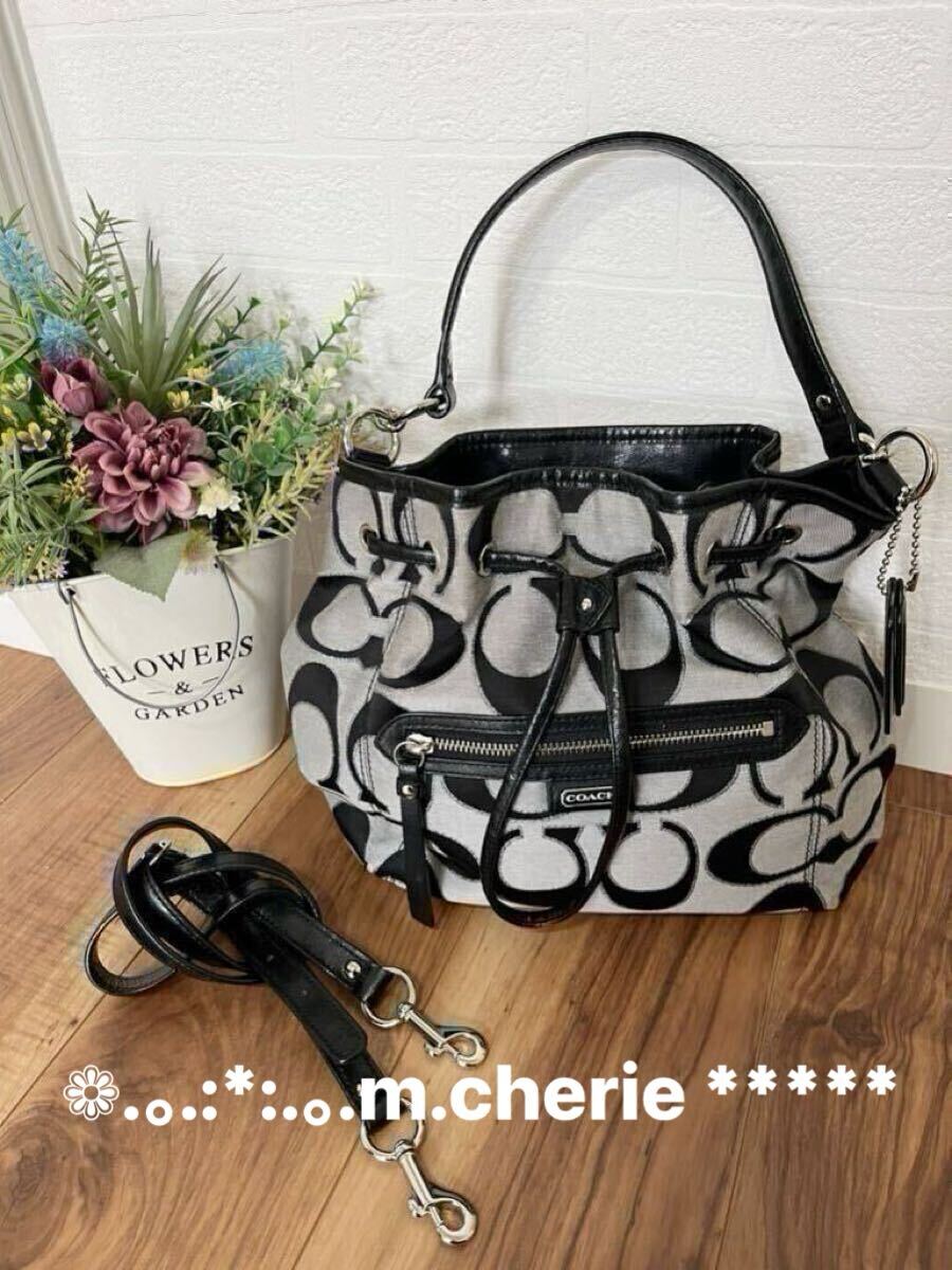 秋 COACH シグネチャー ドローストリング クロスボディーショルダーバッグ 美品拍卖