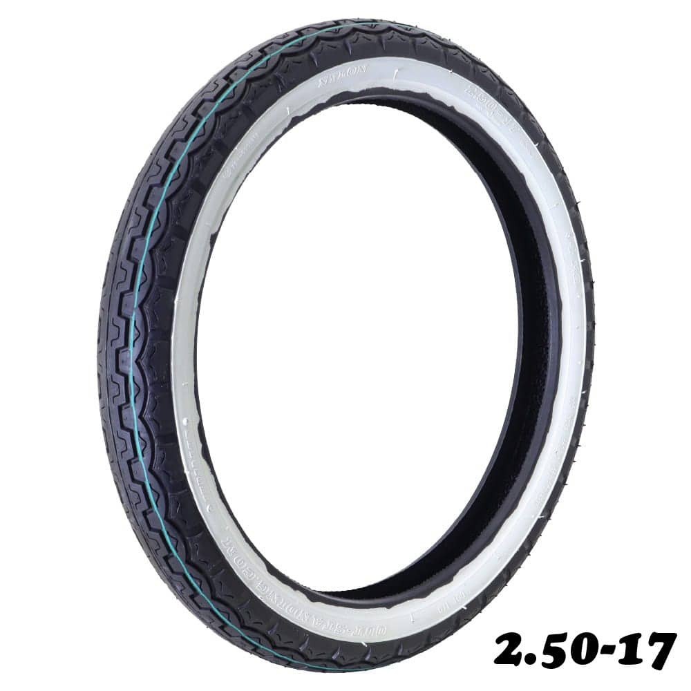 アウトスタンディングオリジナル ホワイトリボン ホワイトウォールタイヤ 2.50-17 TL チューブレス 前後兼用 17インチ拍卖