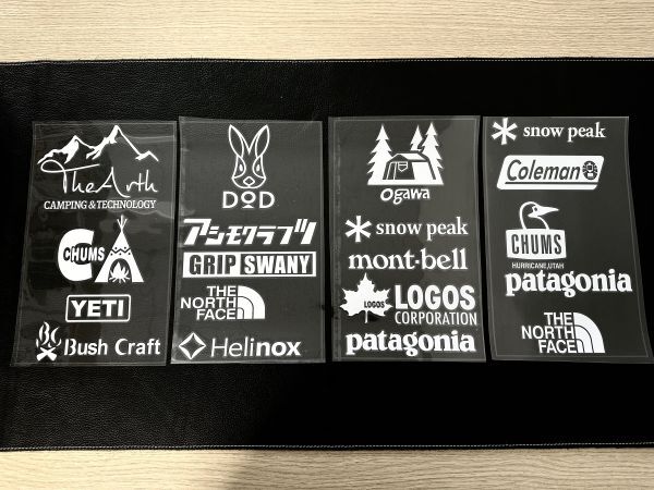 新商品!キャンプ アウトドア logoシール【4枚セット】白文字 ロゴステッカー ホワイト 約17*30cm 野外登山0532W拍卖