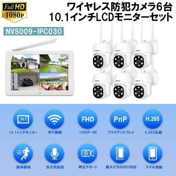 ★送料無料・30日間保証付き★Srihomeワイヤレス防犯カメラ6台セット 10.1インチLCDモニター 1TB HDD内蔵 暗視撮影& H.265+映像圧縮技術拍卖