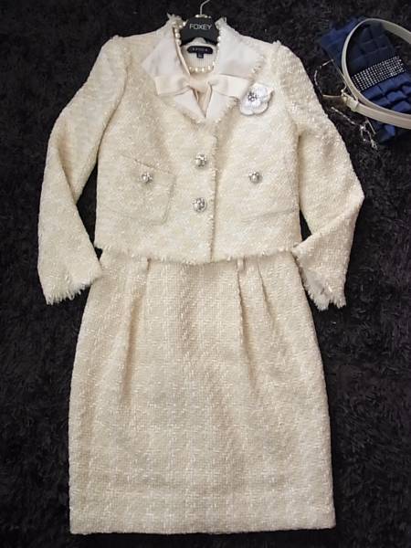 ★EPOCAエポカ★ベルト付きツイードワンピーススーツ★40拍卖
