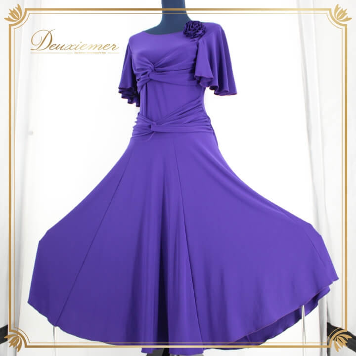 社交ダンス 衣装 スタンダード ドレス ワンピース レッスンウェア レディース オールシーズン ICHIOKU イチオク 紫 パープル系 無地拍卖