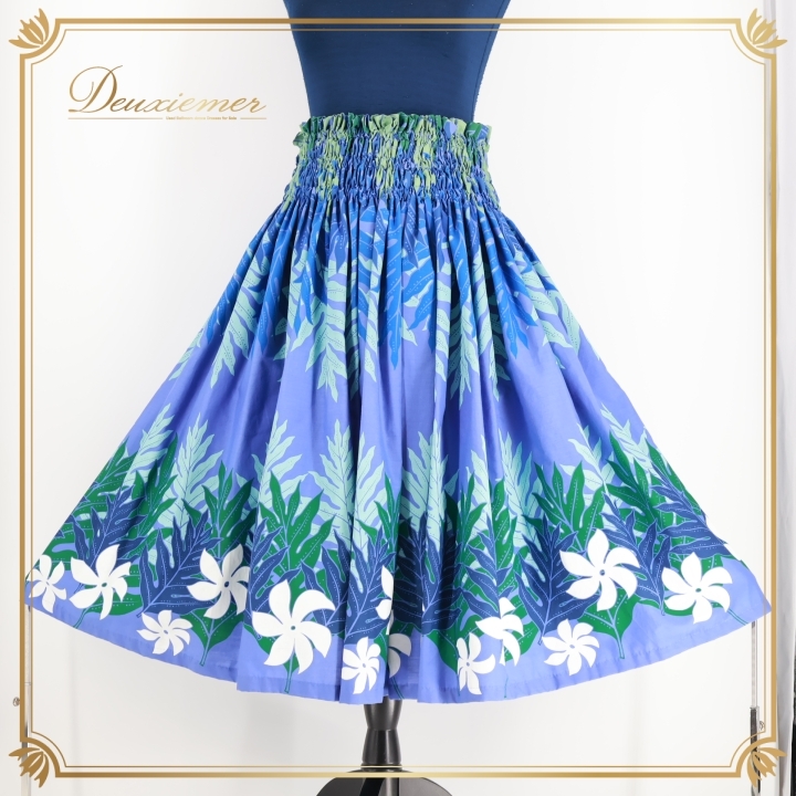 フラダンス 衣装 パウスカート パープル系 フラ ダンス レッスン シングル アロハ 花柄 ハワイアン 練習 華やか 紫 白 ハワイアンプリント拍卖