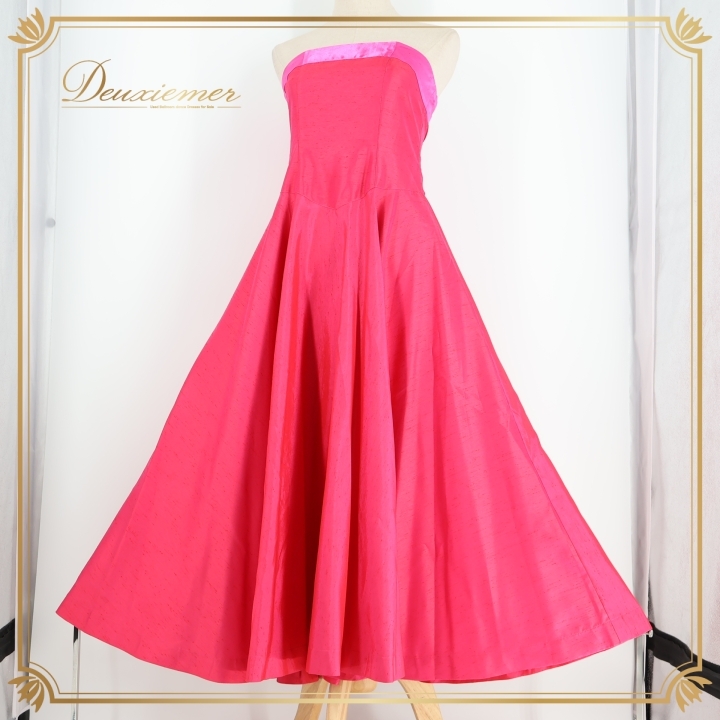 フラダンス 衣装 ワンピース ドレス ピンク系 フラ ダンス チューブトップ 光沢 華やか 鮮やか 明るい ハワイアン アロハ 上品 かわいい拍卖