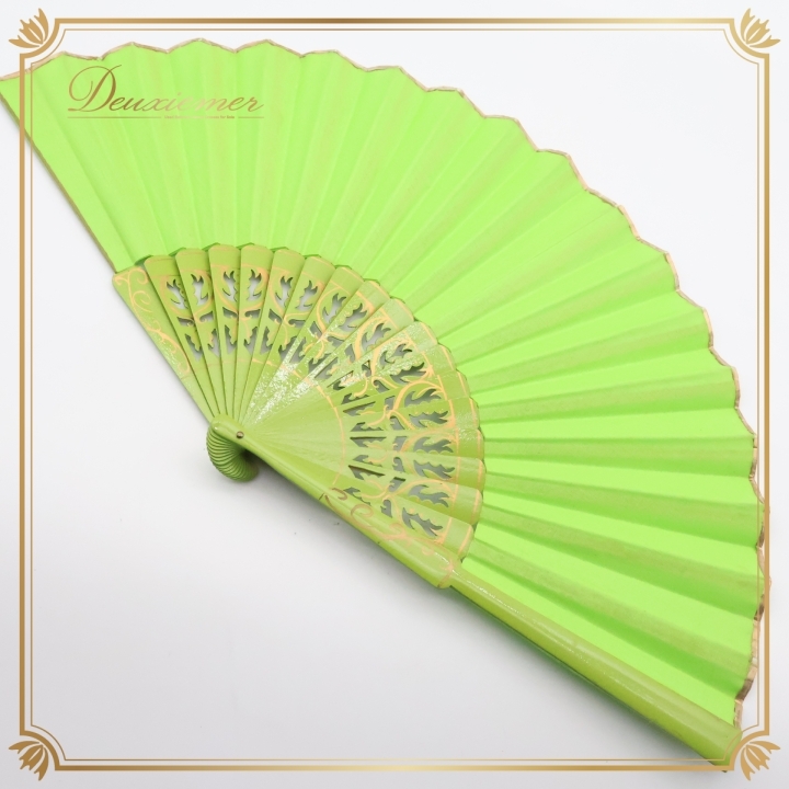 フラメンコ アバニコ 扇子 Abanico Espaol 小物 小道具 32cm グリーン系 黄緑 ゴールド アイテム 練習 舞台 発表会 イベント アクセサリー拍卖