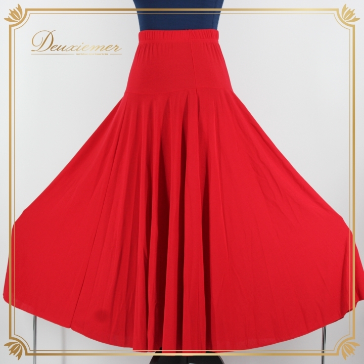 社交ダンス 衣装 スタンダード スカート レッスンウェア 女性用 レディース オールシーズン 赤 レッド系 無地 シンプル 派手 練習着 目立つ拍卖