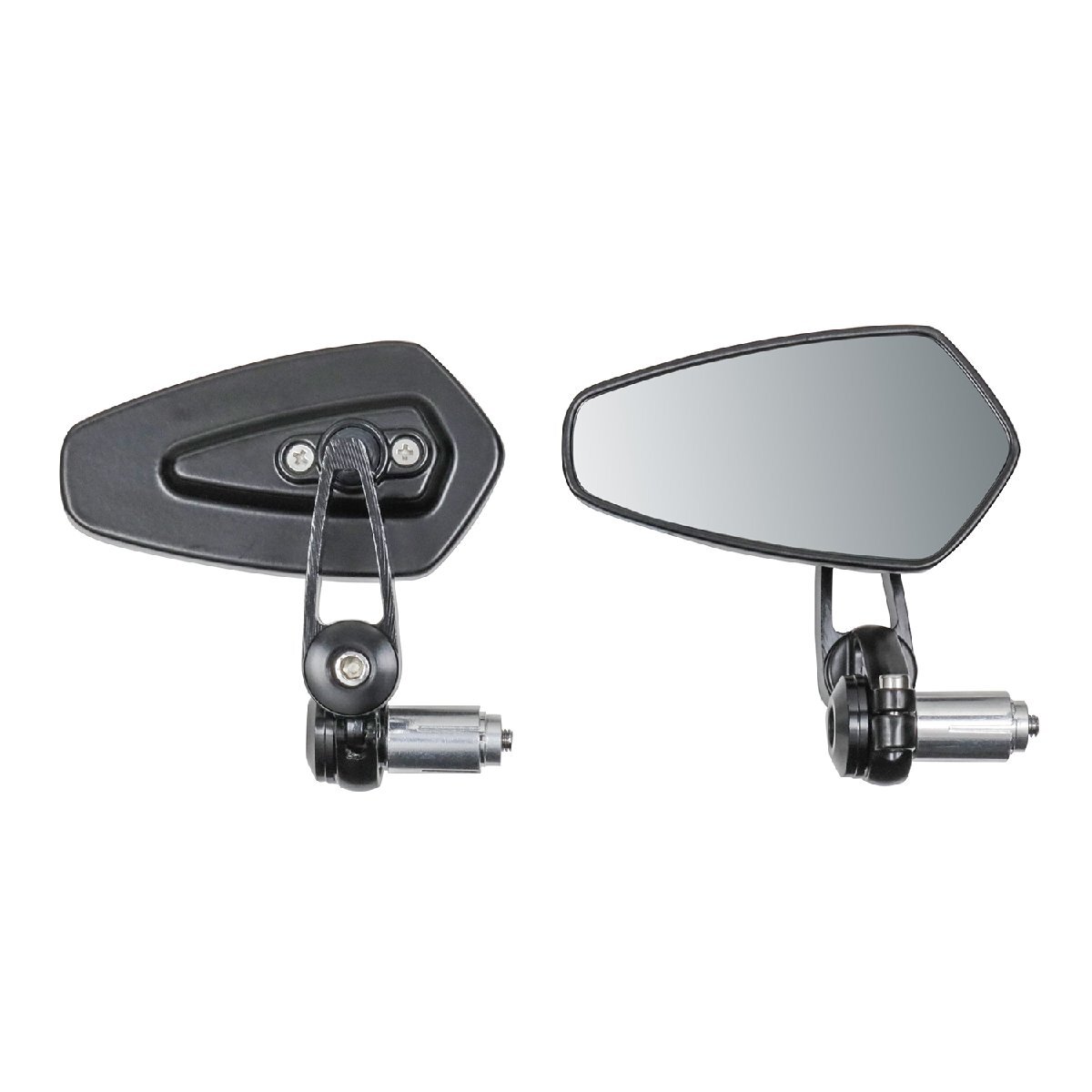 バイクミラー 汎用 バーエンド カスタムミラー 五角形 ペンタゴン 左右セット ミラー バイクパーツセンター拍卖