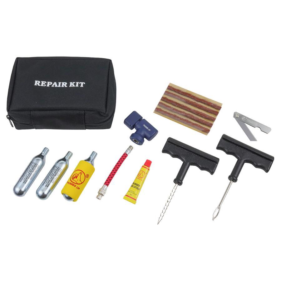 バイクパーツセンター モーターサイクル タイヤリペアキット パンク修理きっと パンク 修理 補修 エアボンベ付属 携帯用に拍卖