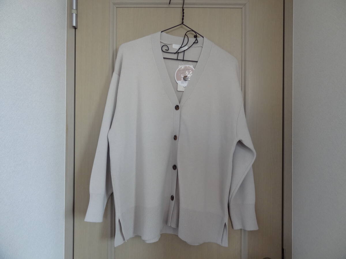 《洗える》ダブルジャガードマシュマロニットカーディガン L オフベージュ 4990円拍卖