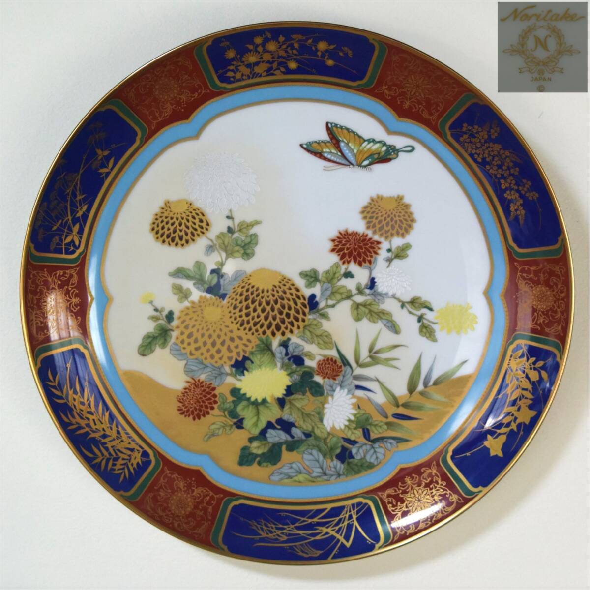 美品 ノリタケ 菊と蝶 大皿 金彩  紀年額皿 1978年 限定品 直径35cm拍卖