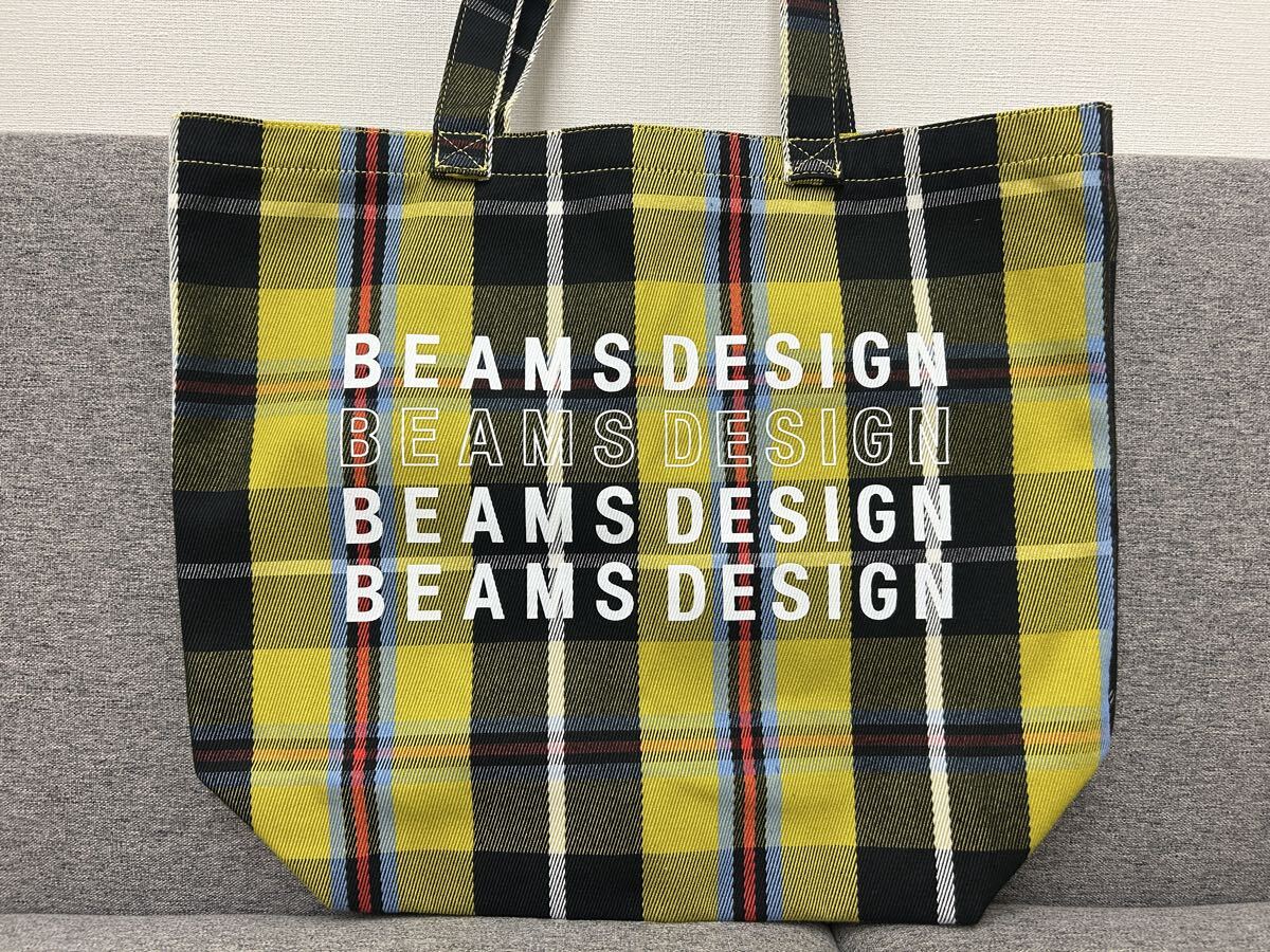 ★ビームスデザイン BEAMS DESIGN 大型トートバッグ★チェック柄/イエロー★拍卖