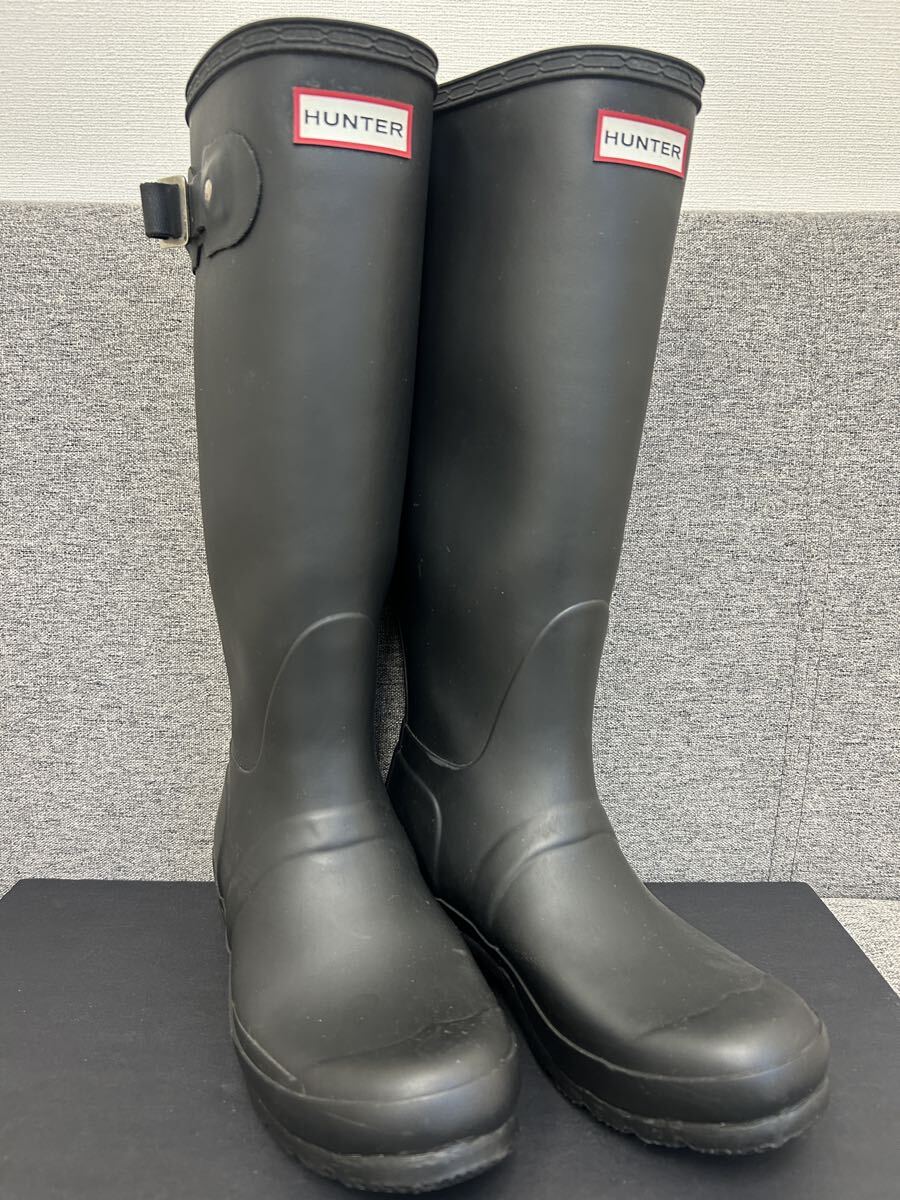 ★ハンター HUNTER レインブーツ ロング レインシューズ UK5 約24cm相当 EU38 US6M/7F 黒ブラック★レディース長靴★拍卖
