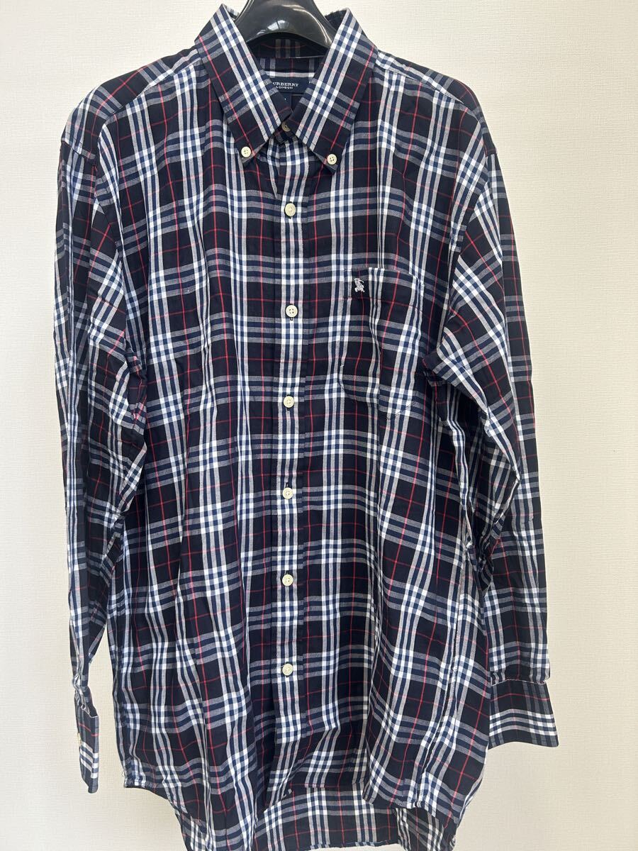 ★バーバリー ロンドン BURBERRY LONDON/ノバチェック B.D.シャツ/Mサイズ/ネイビー紺★長袖★拍卖