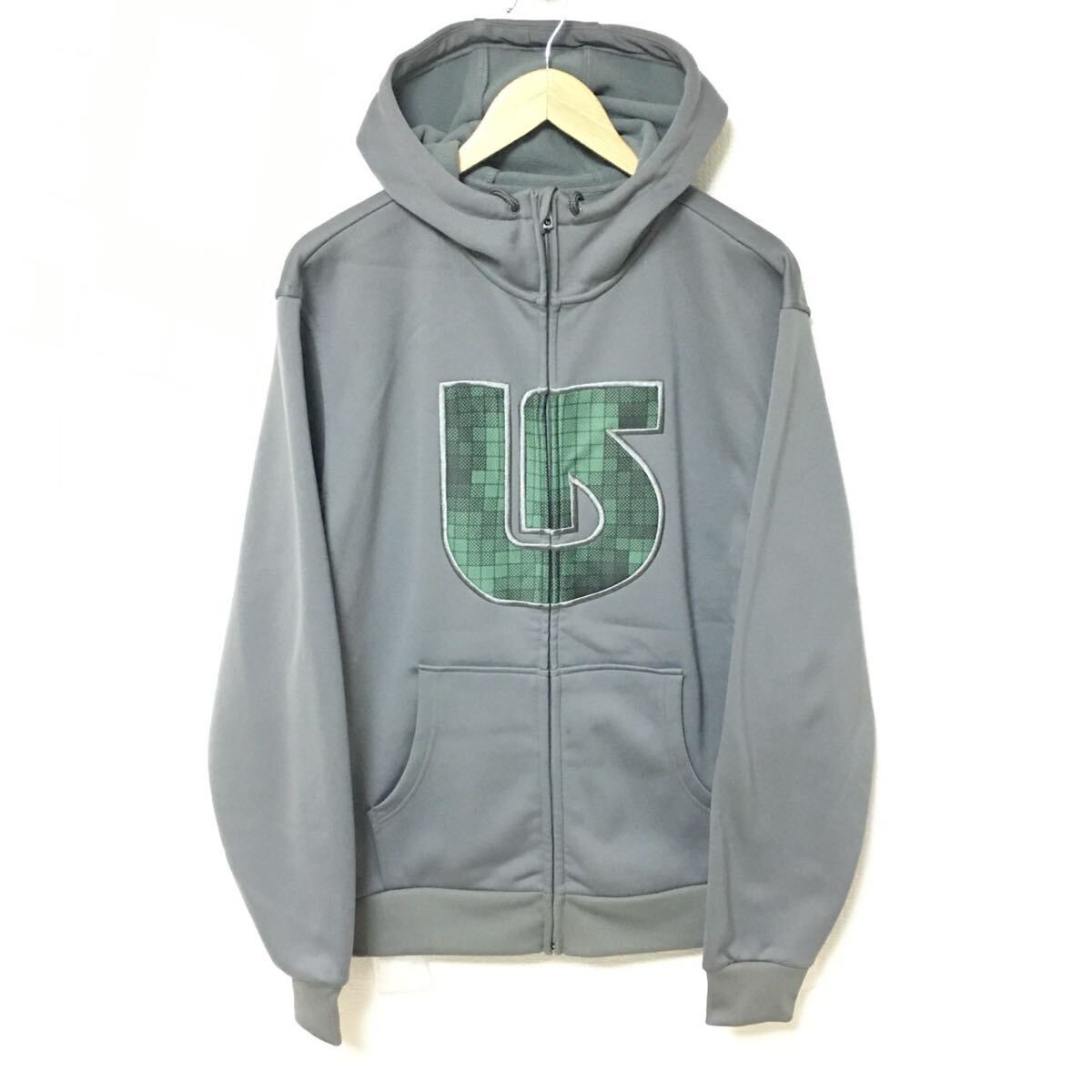 W506【BURTON】バートン フーディ パーカー 裏毛 厚手 スノーボード ロゴ スキー アウトドア カジュアル 普段着 グレー メンズ サイズM/fF拍卖