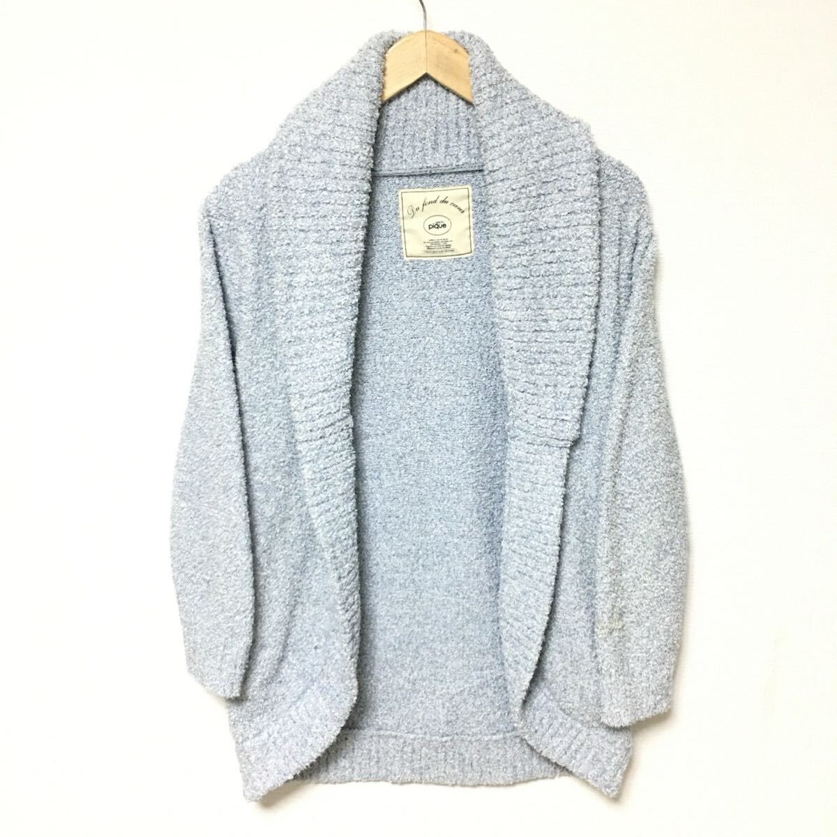 W508【GELATO PIQUE】ジェラードピケ ガウン カーディガン モコモコ ショールカラー ゆったり 部屋着 ライトブルー レディース サイズF/fF拍卖