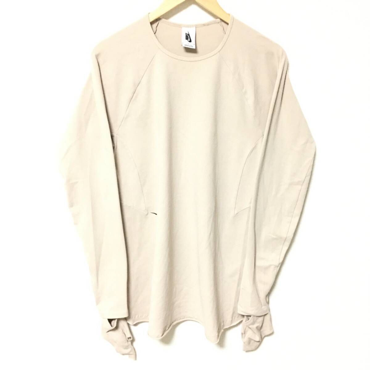 W130【NIKE】ナイキ ロングスリーブ インナー グローブ カットソー ストレッチ スポーツ アンダーウェア ベージュ メンズ サイズ M /fa拍卖