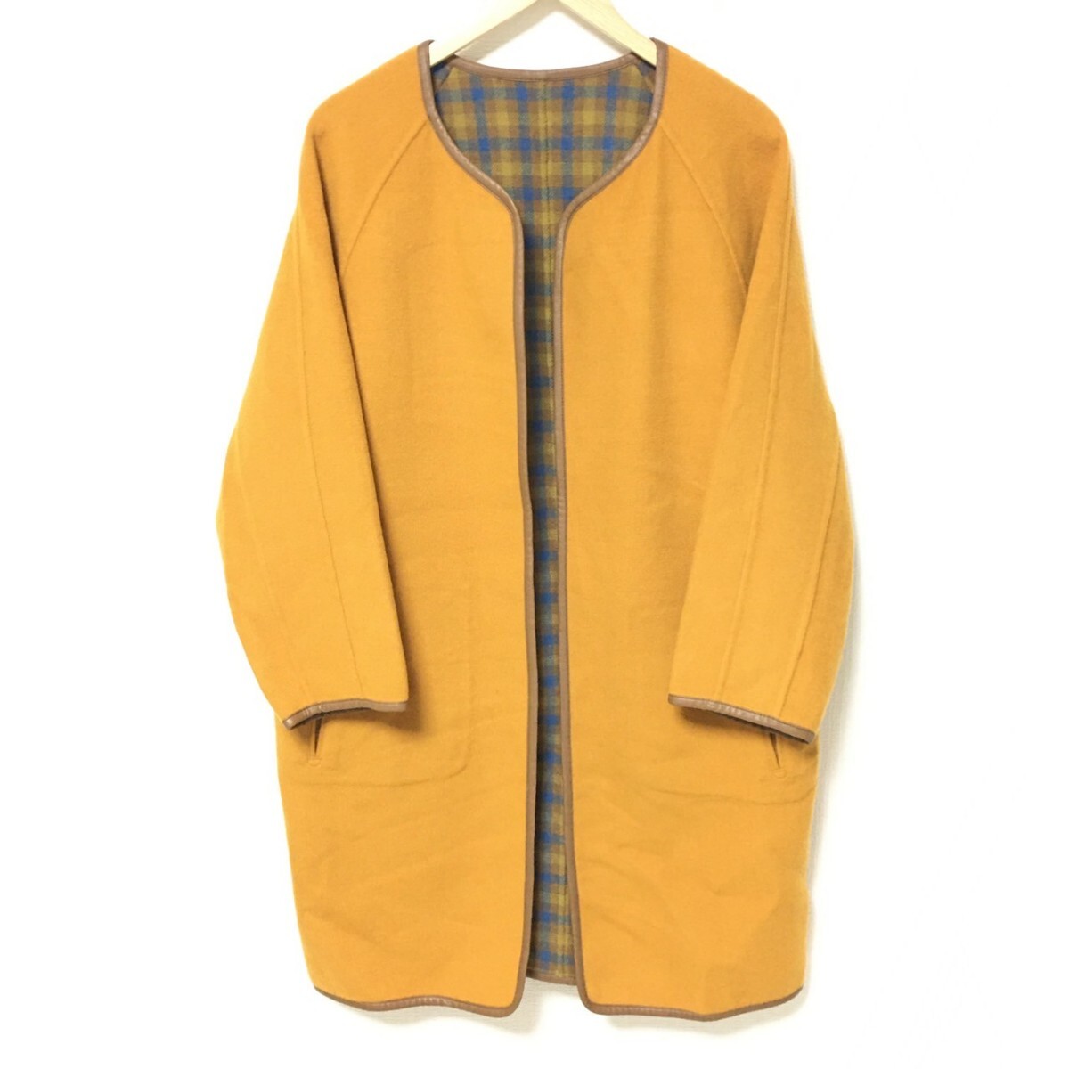 W549【BEAUTY&YOUTH UNITED ARROWS】ビューティーアンドユース リバーシブル ノーカラー コート キャメル系 レディース サイズ M /fa拍卖