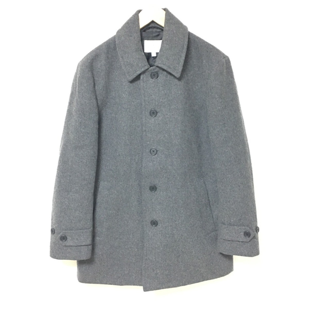 W552【URBAN RESEARCH】アーバンリサーチ ステンカラーコート アウター ジャケット 秋冬 ウール 100% グレー メンズ サイズ L /fa拍卖