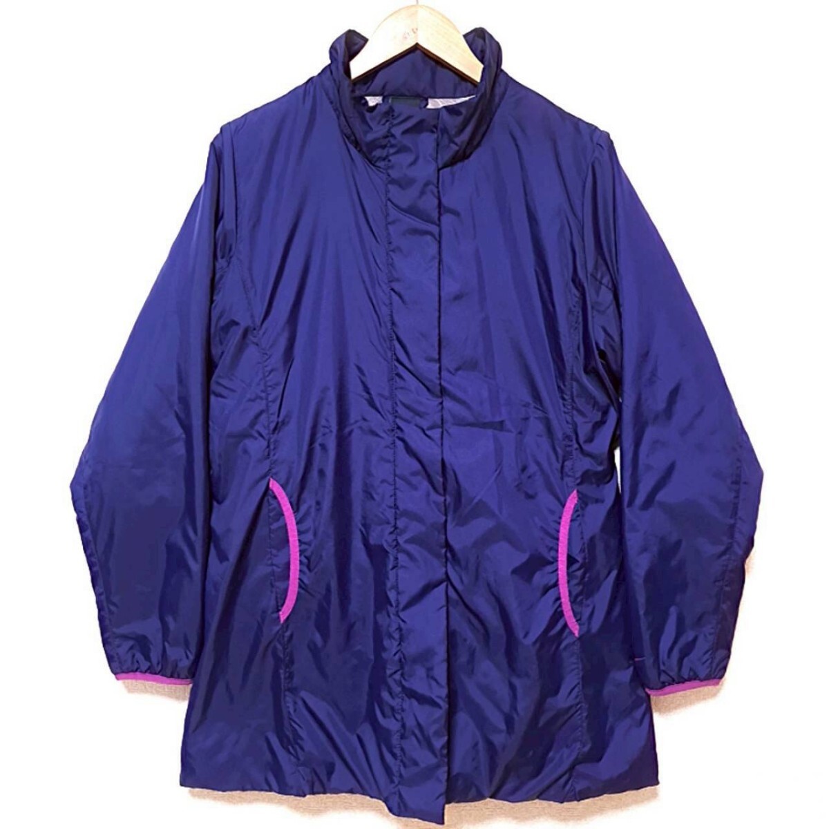 W685【NIKE】ナイキ ベンチコート 中綿ジャケット アウター スポーツウェア カジュアル シンプル 防寒 防風 パープル レディース L/ee拍卖