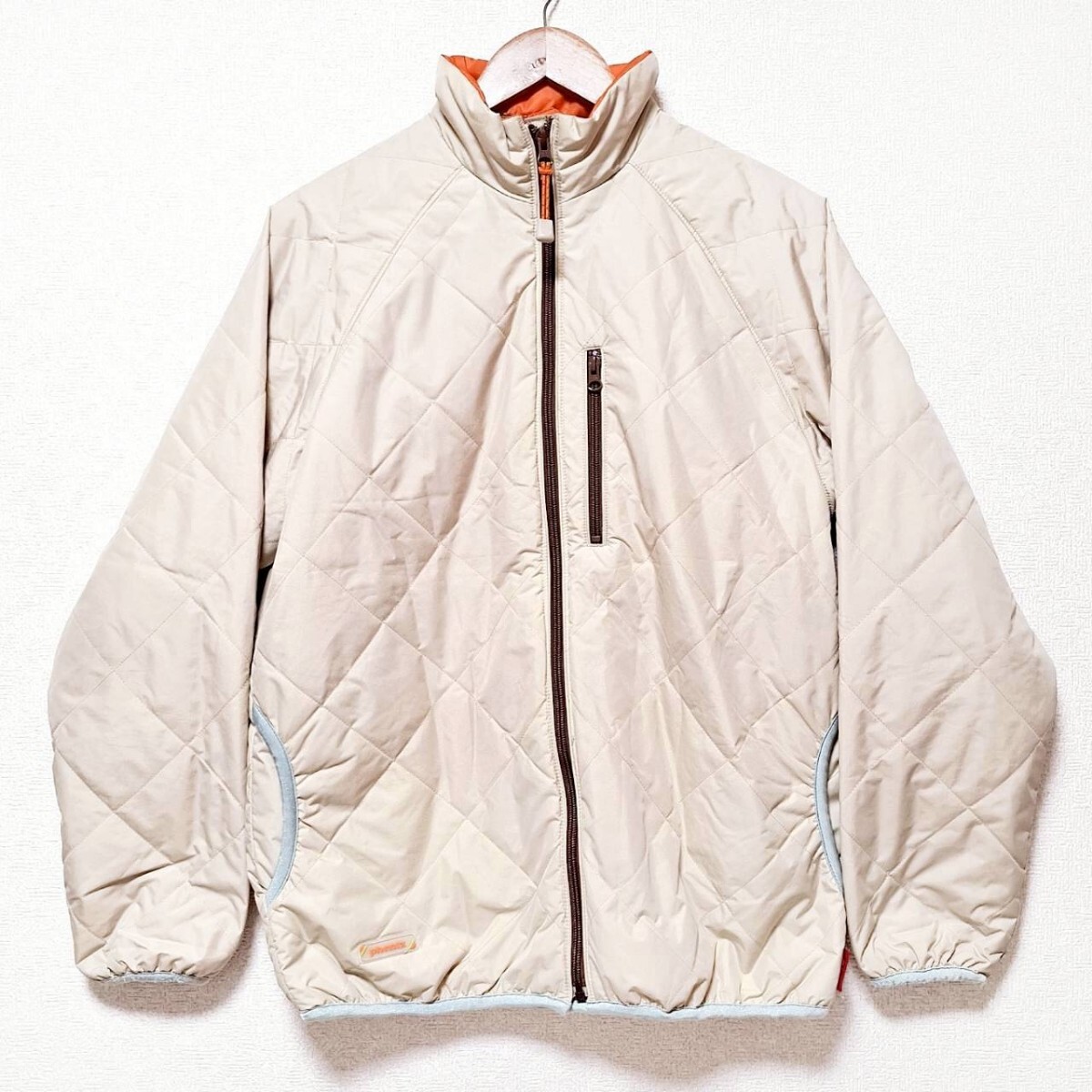 W689【A.C.P phenix】フェニックス 中綿キルティングジャケット アウター ジップポケット 防寒 保温 無地 ベージュ メンズ 13-5(L相当)/ee拍卖