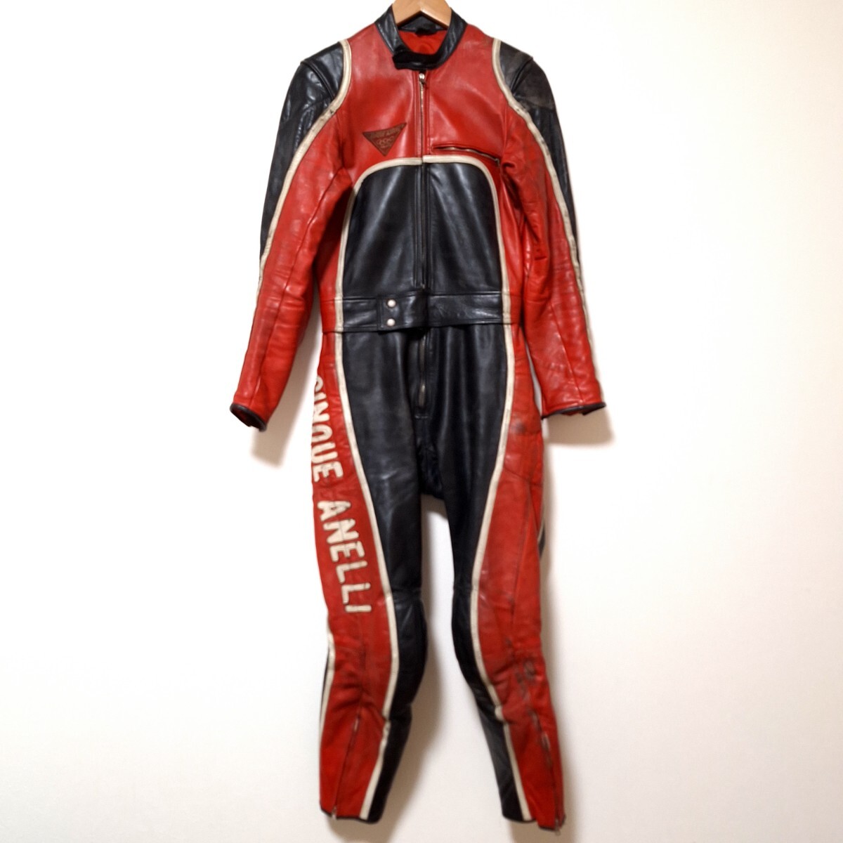 W735【CINQUE ANGELI】チンクエアンジェリ ライダース ジャケット レーシングスーツ イタリア製 バイカラー メンズ サイズ46(S相当)/QQ拍卖