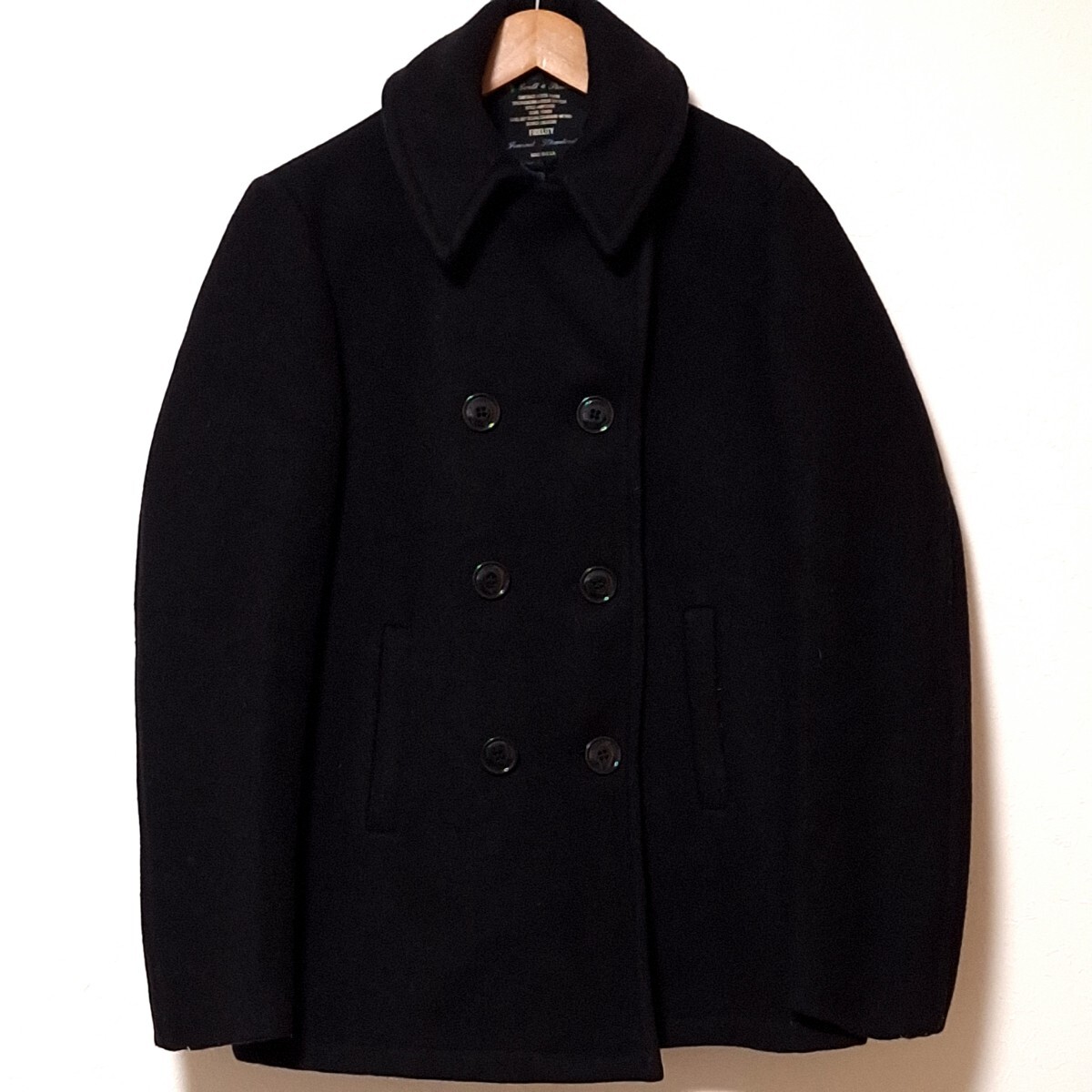 W736【FIDELITY】【Journal Standard】フェデリティ ジャーナルスタンダード コラボ Pコート アウター ブラック USA製 メンズ サイズM/QQ拍卖