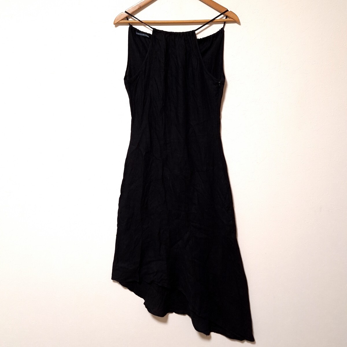 W741【ALYSI】アリジ ワンピース アシンメトリーヘム キャミソール 袖なし マキシ丈 細身 リゾート パーティ ブラック サイズS相当/QQ拍卖