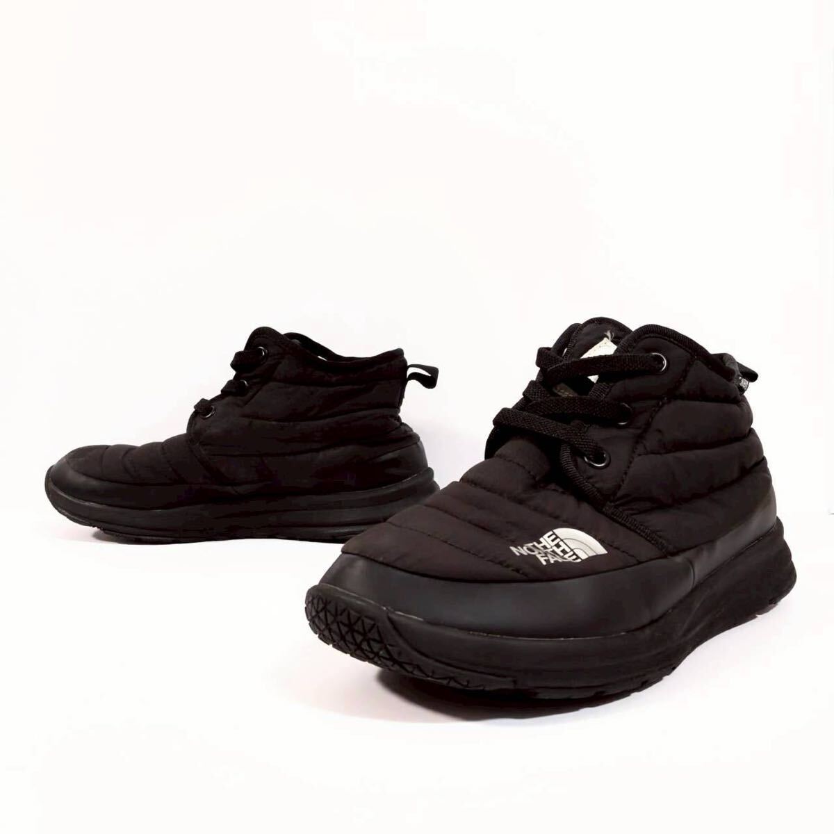 W894【THE NORTH FACE】ノースフェイス ミッドカットブーツ NF51986 THERMOLITE キルティング アウトドア ブラック レディース 24cm/HF拍卖