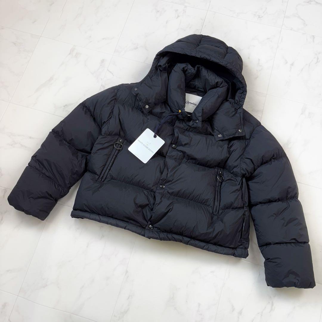 Gymphlex 2way ダウンジャケット 黒 M相当 ショート丈 ナイロン フード取り外し可能 短丈 ブラック  ダウン90% フェザー10%拍卖