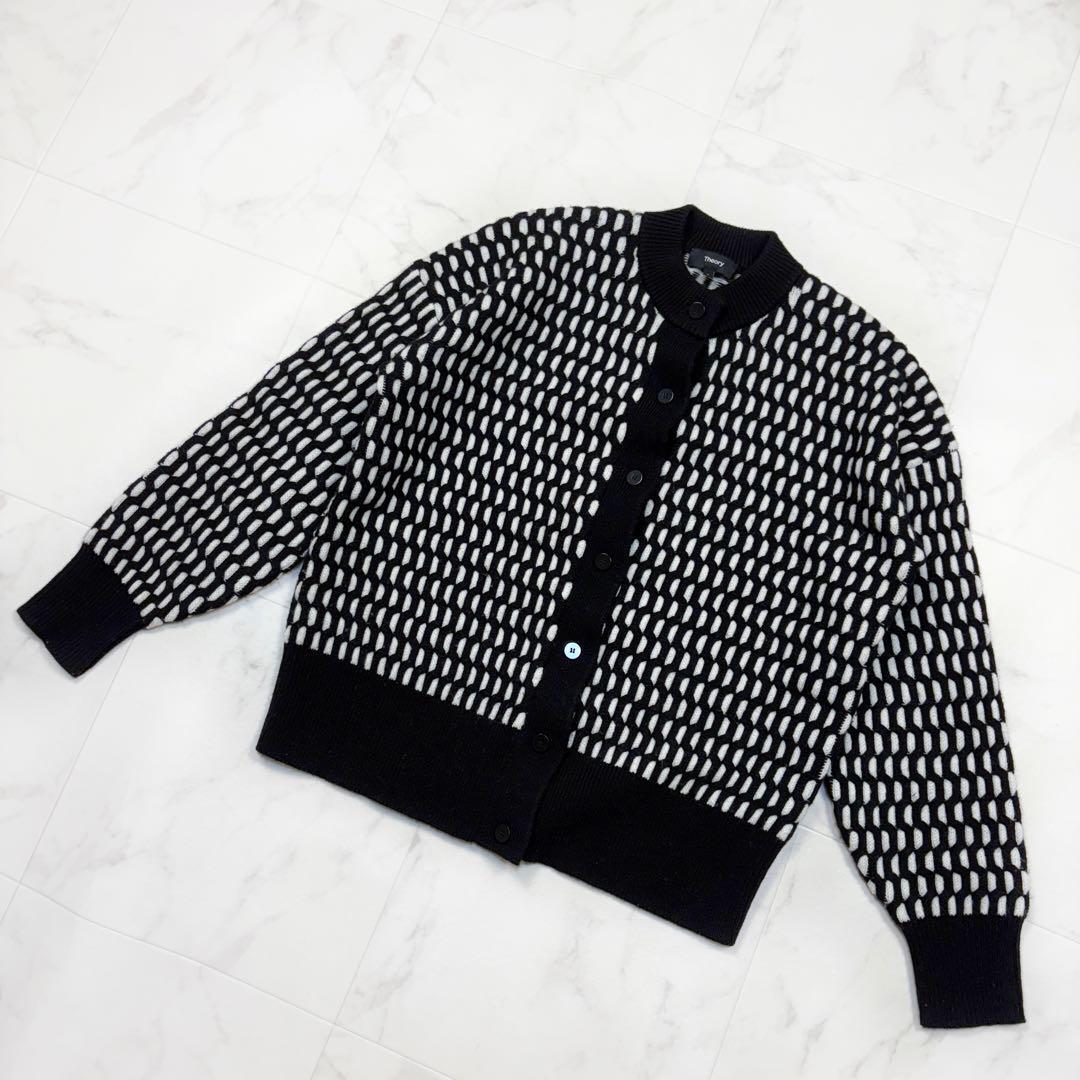 セオリー LANA CASH PLAITED CABLE CARDI 黒 S ウール カシミヤ ケーブルニット カーディガン 2022AW レディース ユニセックス拍卖